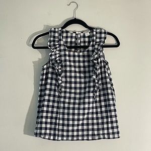 J. Crew Factory Gingham Ruffle Sleeveless Top